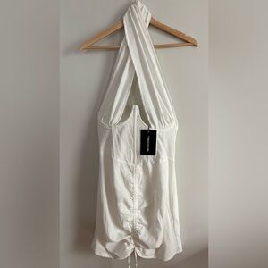 PrettyLittleThing Ivory Halter Dress For Bachelorette Size 10